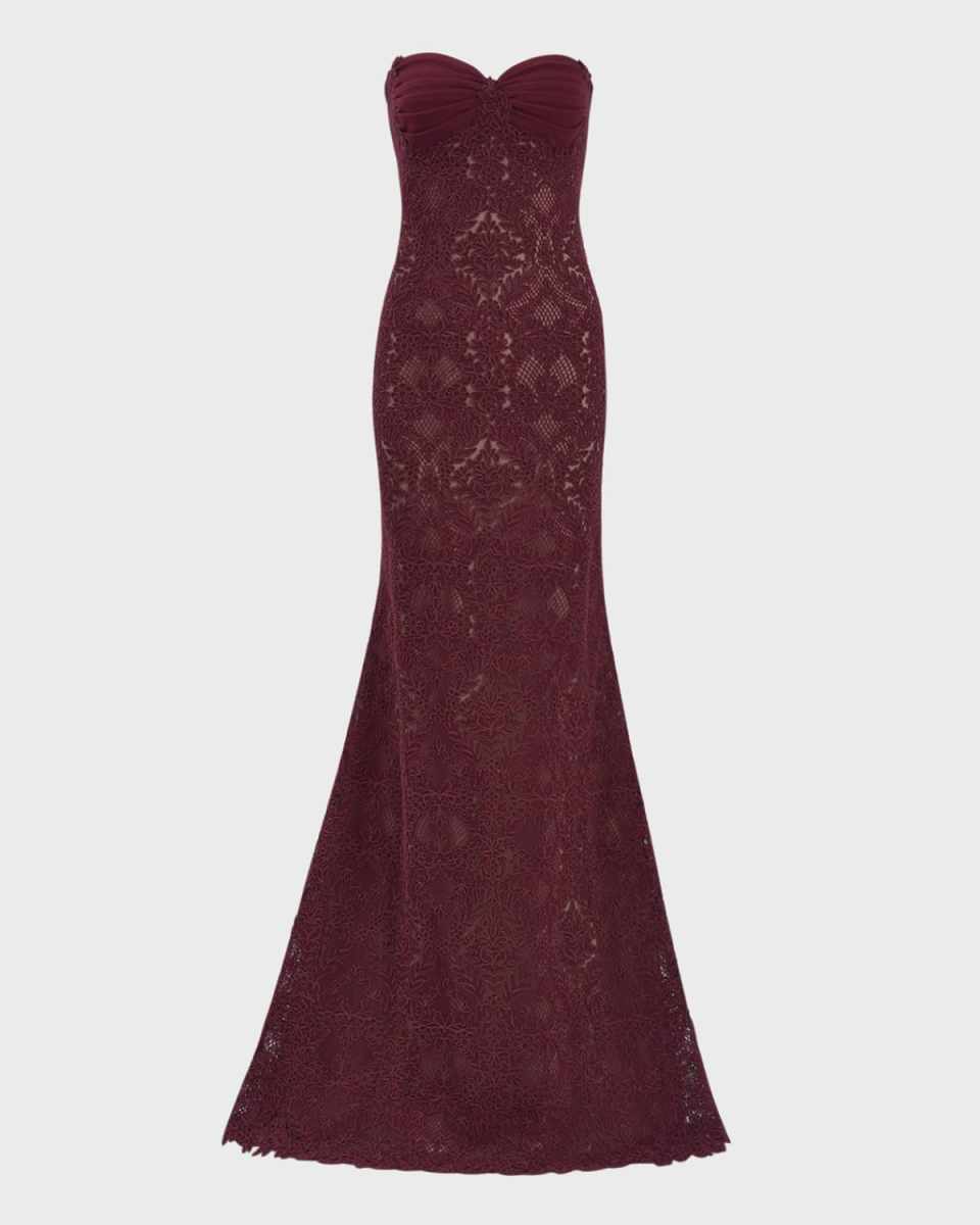 Strapless Lace A-Line Gown