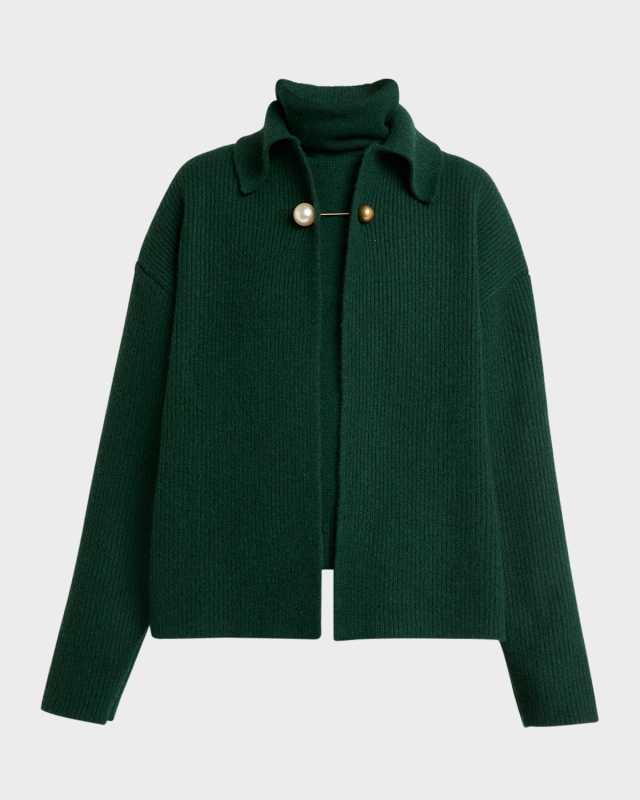 Embellished Cashmere Ribbed Cardigan