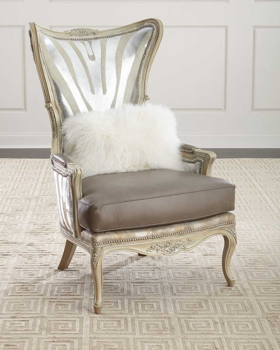 Shimmer Hair On Hide Wing Chair