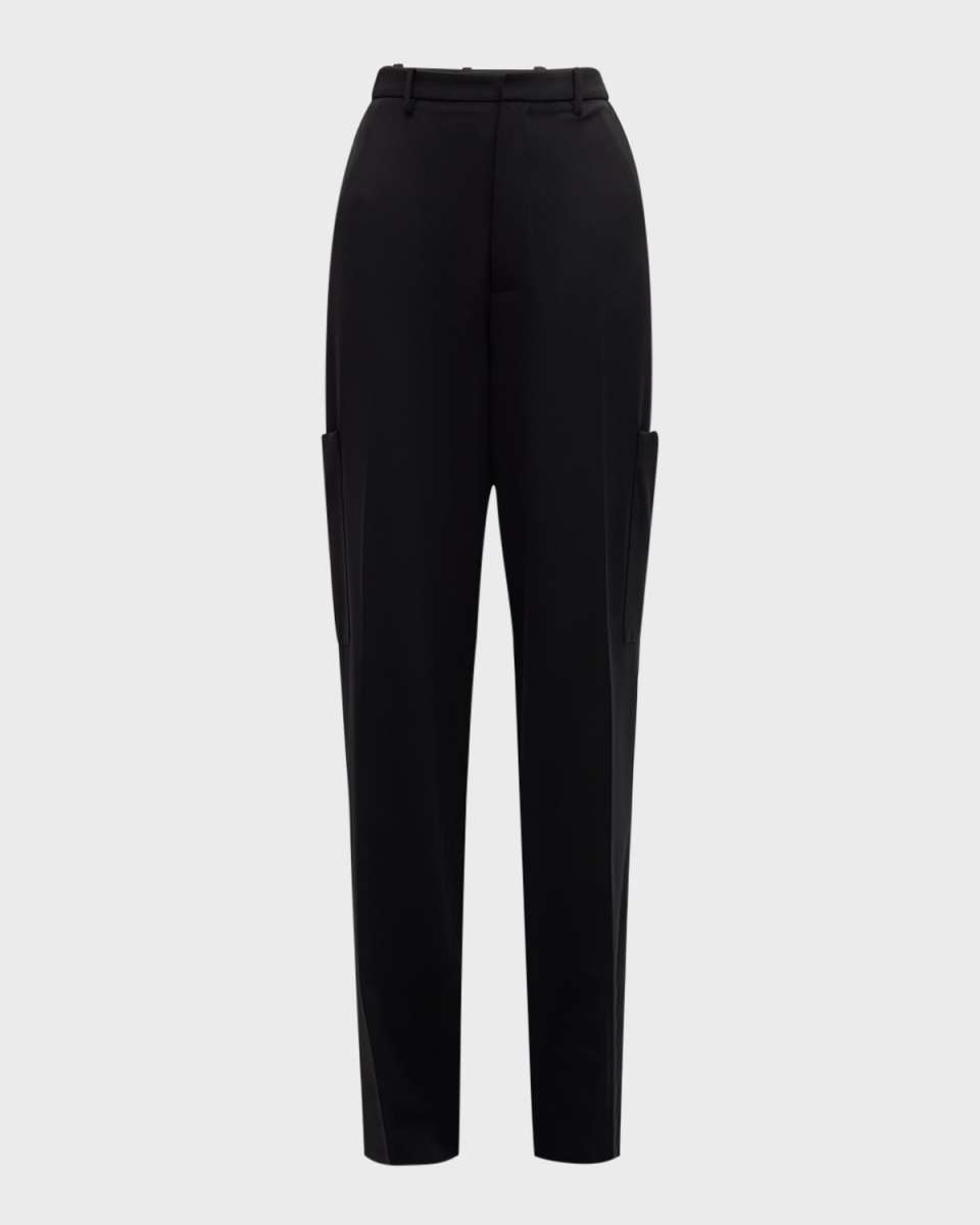 Mid-Rise Leg-Pocket Tapered-Leg Tech Twill Pants