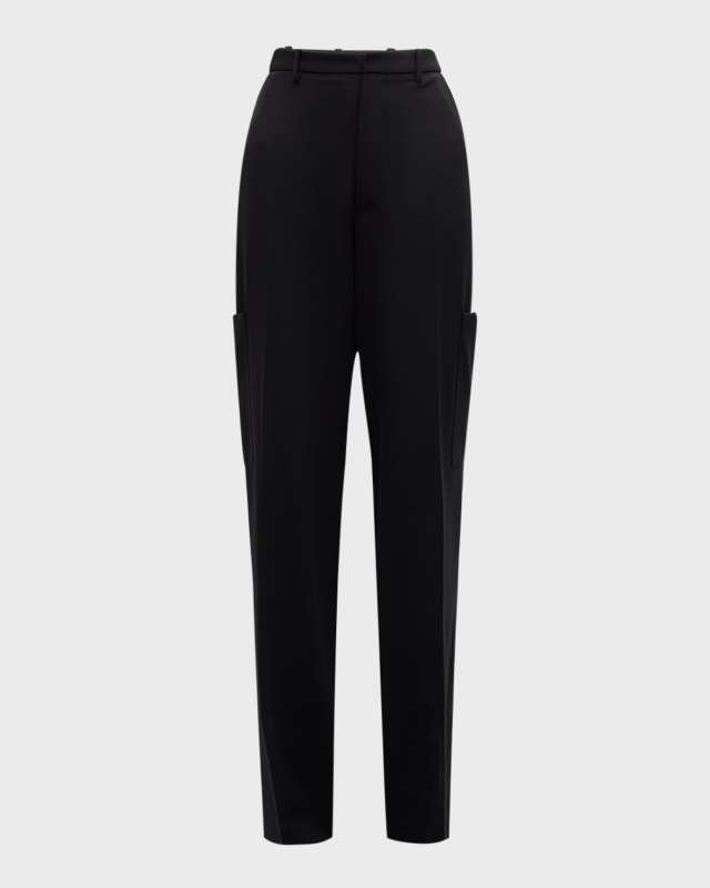Mid-Rise Leg-Pocket Tapered-Leg Tech Twill Pants