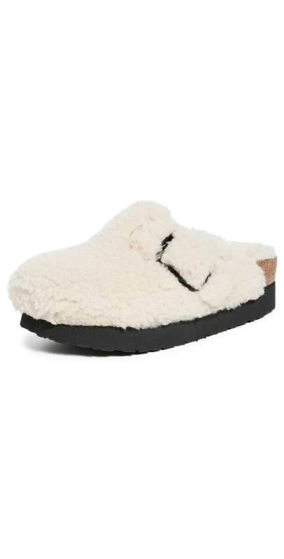 Birkenstock Boston Big Buckle Teddy by Papillio Eggshell