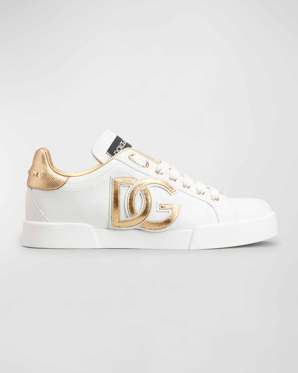 Bicolor Low-Top Leather Sneakers