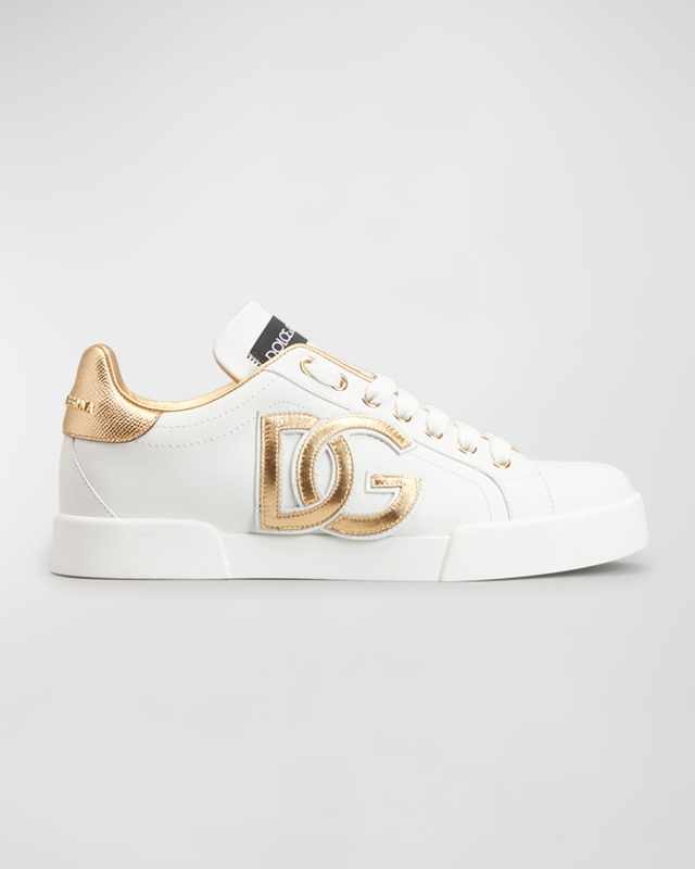 Bicolor Low-Top Leather Sneakers