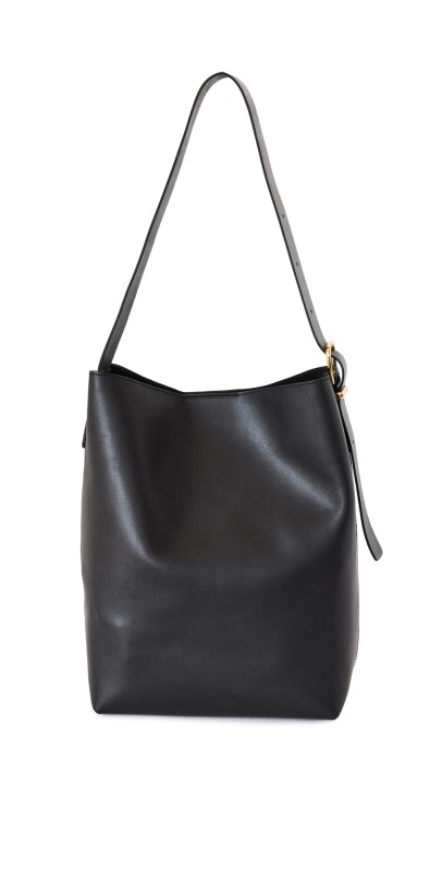 Madewell The Essential Bucket Tote in Leather True Black