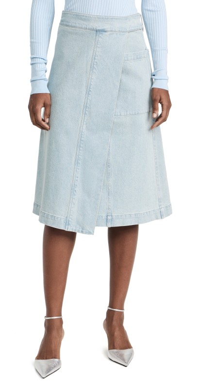 Proenza Schouler White Label Iris Wrap Skirt Grey Indigo