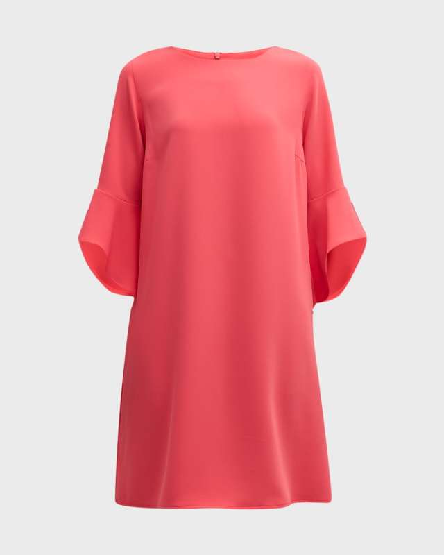Julia Bell-Sleeve Crepe Dress