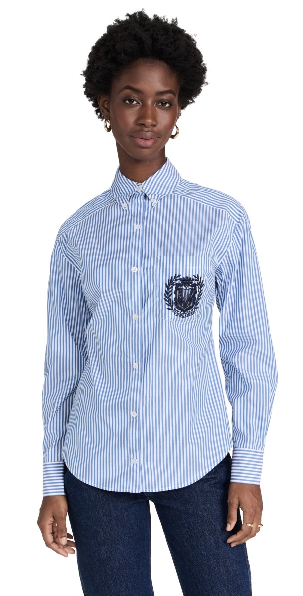 Veronica Beard Daroda Top Blue/White Stripe