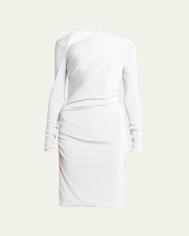 Metallic Ruched Jersey Mini Dress
