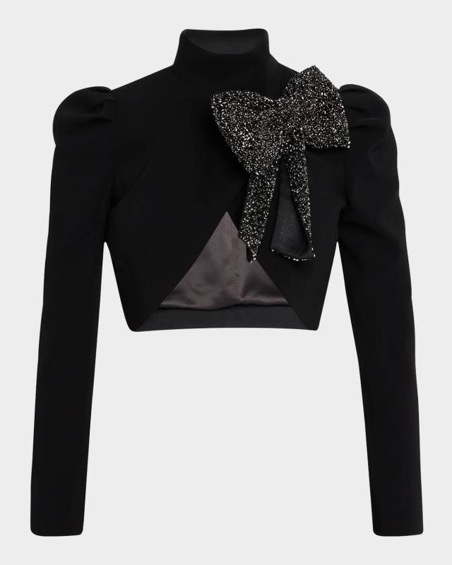 Addison Embellished Bow Collar Cropped Jacket