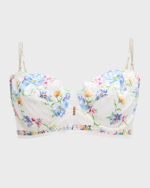 Baisers Legers Embroidered Tulle Demi Bra