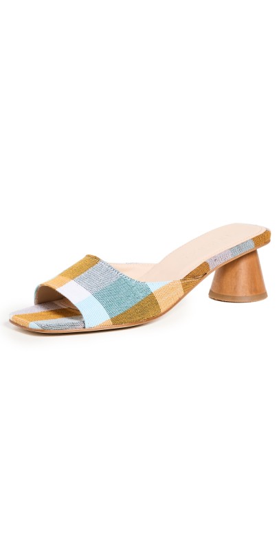 Shekudo Adiza Mules Mustard/Orange/White/Blue/Brwn