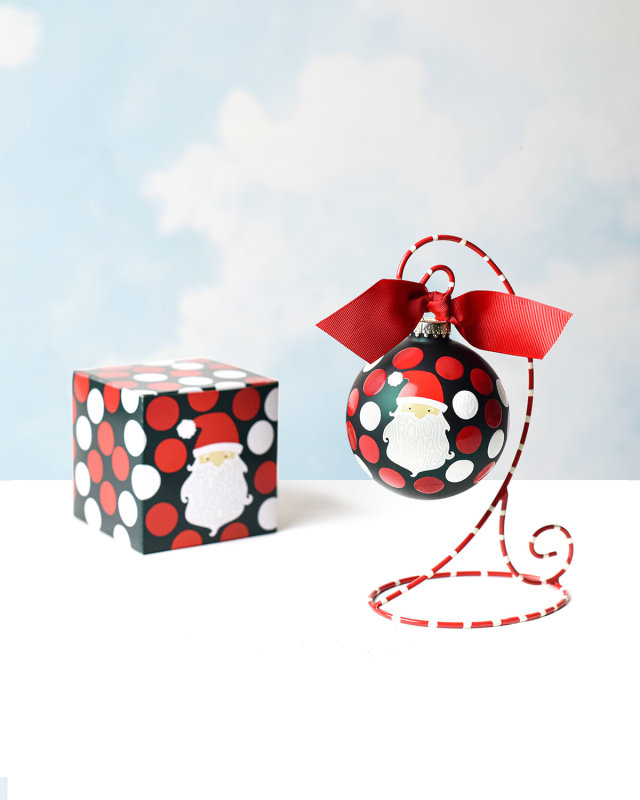 Ho Ho Fair Skin Santa Personalized Glass Ornament with Stand