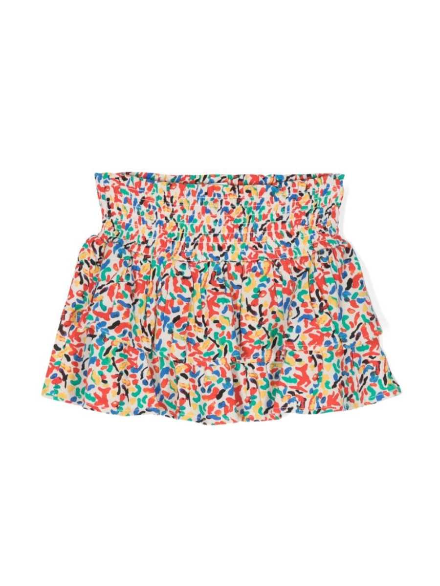 multicolour-print ruffled skirt