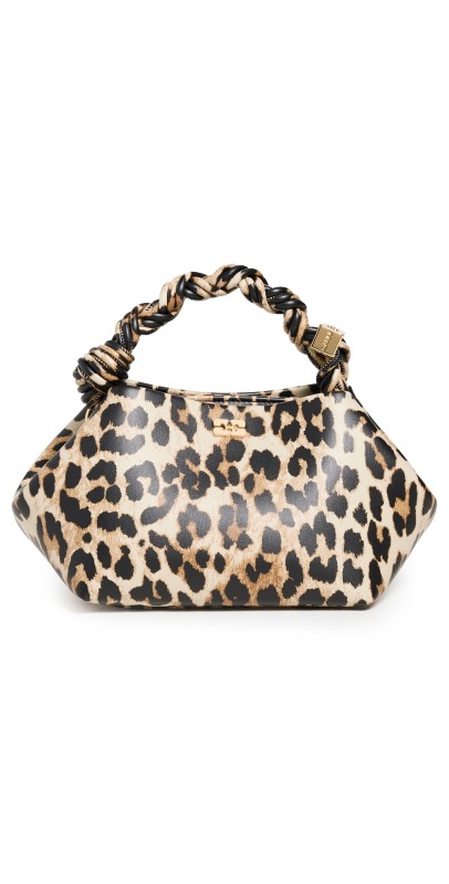GANNI Ganni Bou Small Recycled Leather Bag Leopard