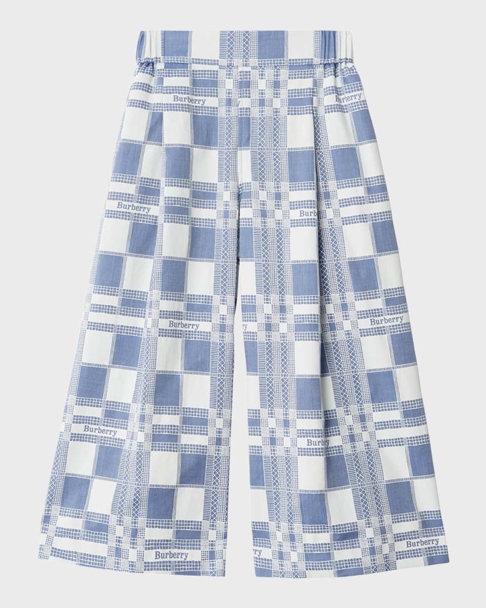 Girl's Maya Windowpane EKD Wide-Leg Pants, Size 3-14