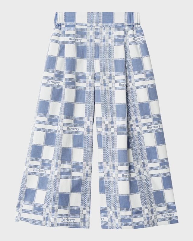Girl's Maya Windowpane EKD Wide-Leg Pants, Size 3-14