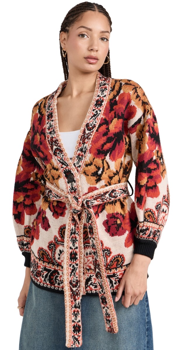 FARM Rio Winter Tapestry Sand Knit Cardigan WINTER TAPESTRY SAND
