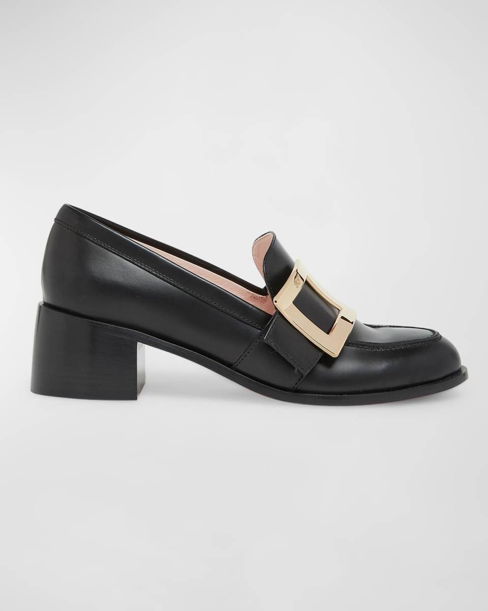 Viv Rangers Leather Buckle Heeled Loafers