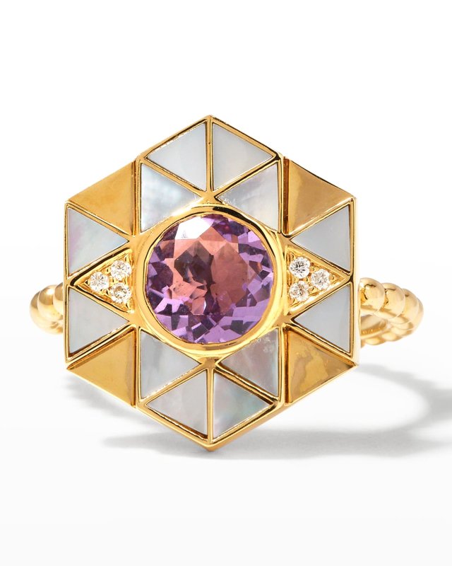 18k Tanzanite Lapis Diamond Evil Eye Ring