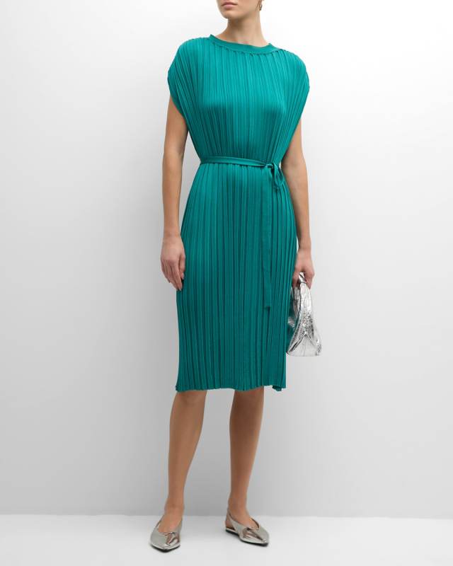Ribbed Cap-Sleeve Midi Dress