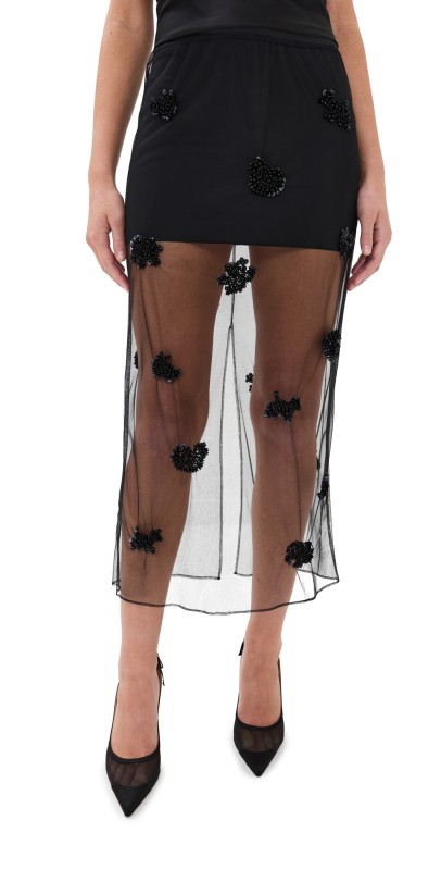 Tibi Artemis Slip Skirt Black Multi