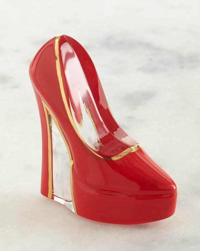 Glass Shoe Paperweight