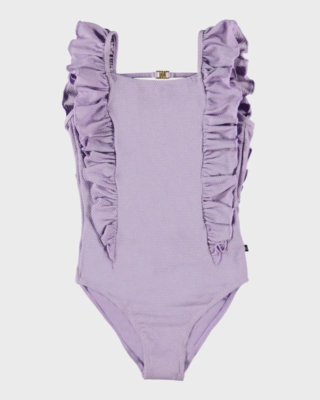 Girl's Nathalie One Piece Ruffle Swimsuit, Size 4-6