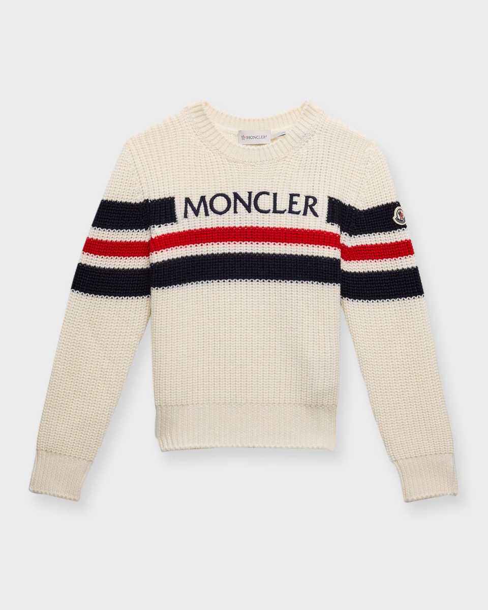 Boy's Logo-Print Tri Stripe Wool Sweater, Size 8-14