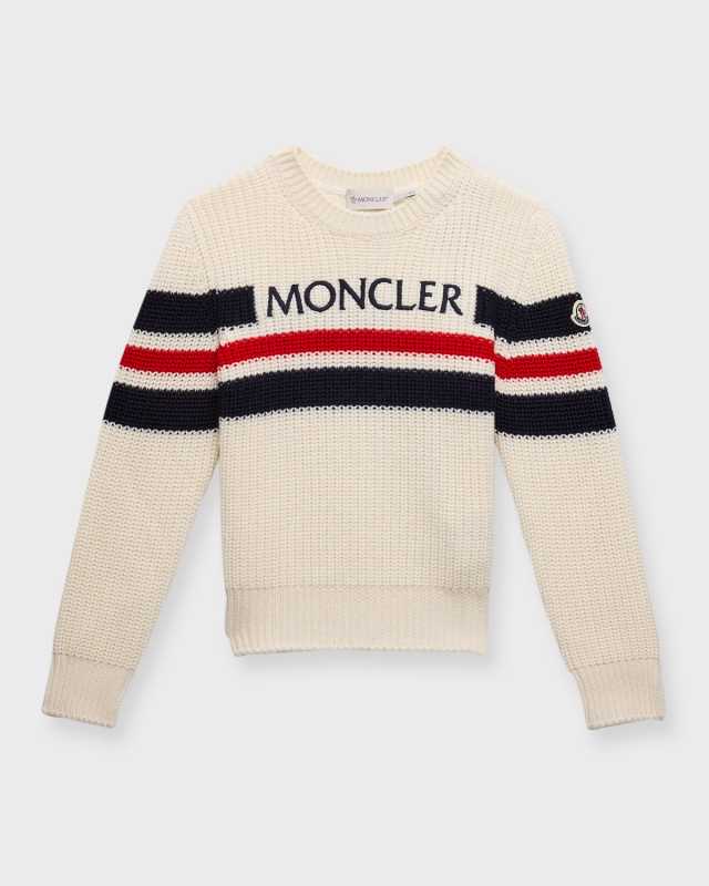 Boy's Logo-Print Tri Stripe Wool Sweater, Size 8-14