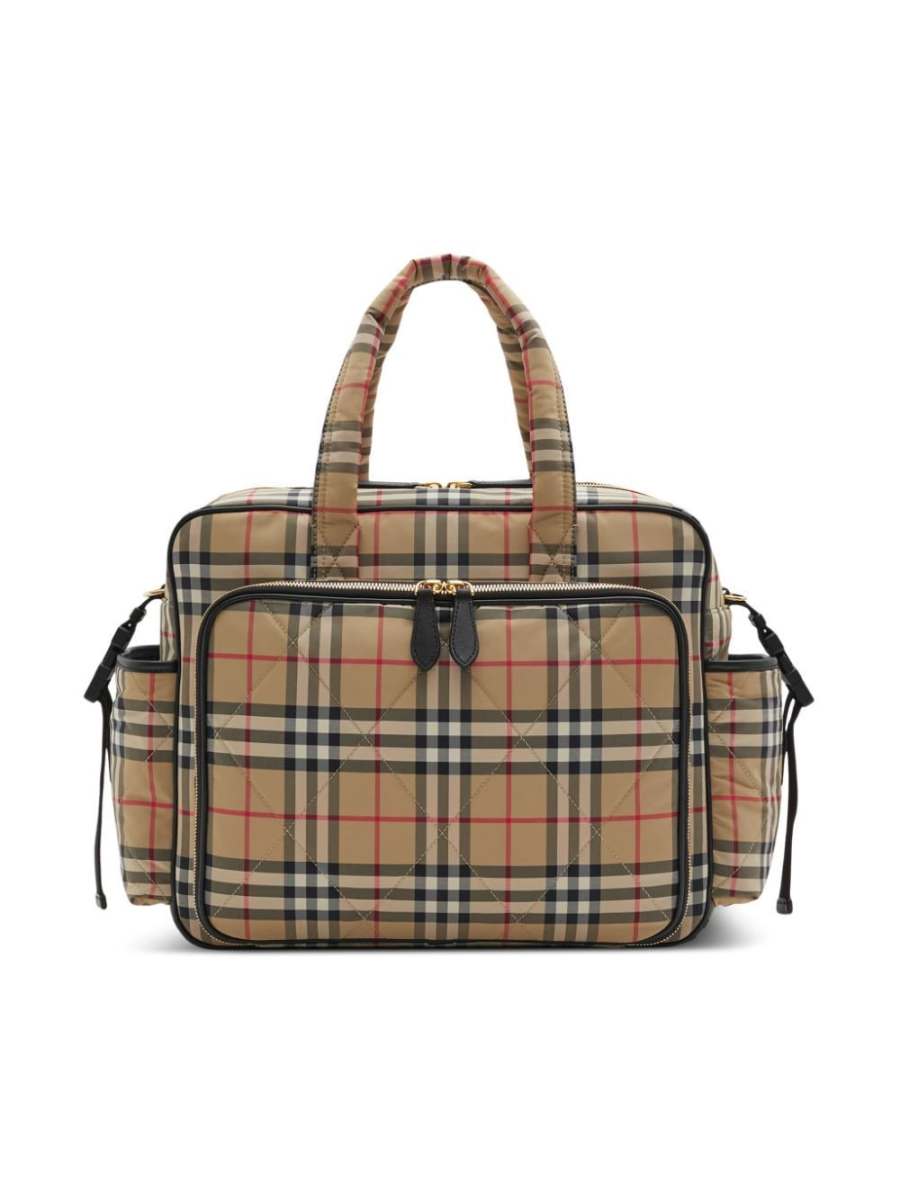 Vintage Check-pattern quilted changing bag