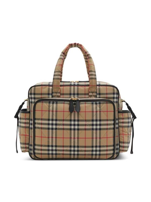 Vintage Check-pattern quilted changing bag