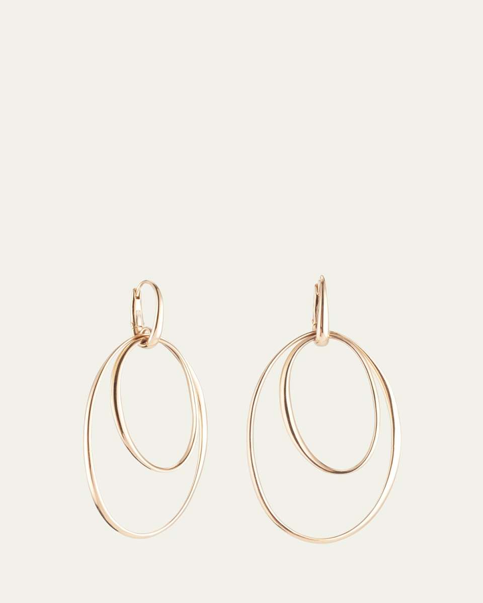 18k Rose Gold Oval Hoop-Drop Earrings