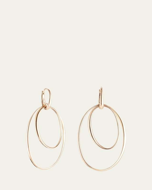 18k Rose Gold Oval Hoop-Drop Earrings