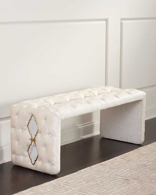 Elisa Marble Inlay Bench 51"