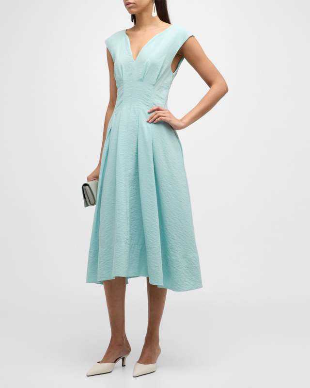 Marcie Sleeveless Seamed Midi Dress