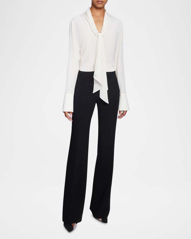 Amanda Tie-Neck Silk Chiffon Blouse