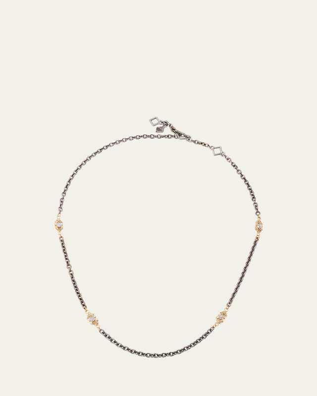 Alternating Diamond Scroll Necklace
