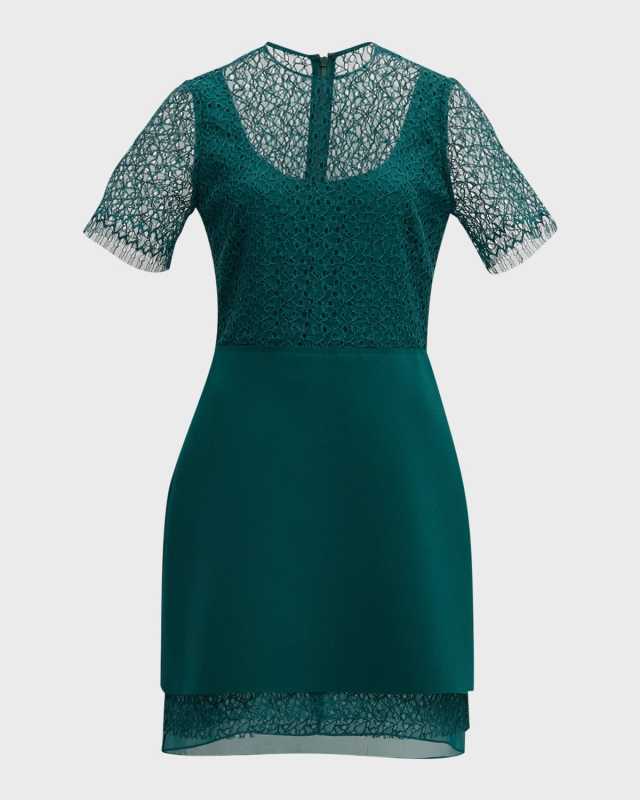 Corded Geometric Lace Mini Dress