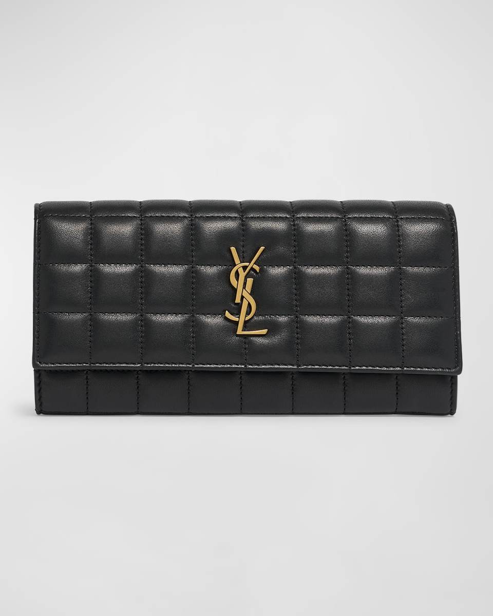 YSL Monogram Large Flap Wallet in Quilted Leather