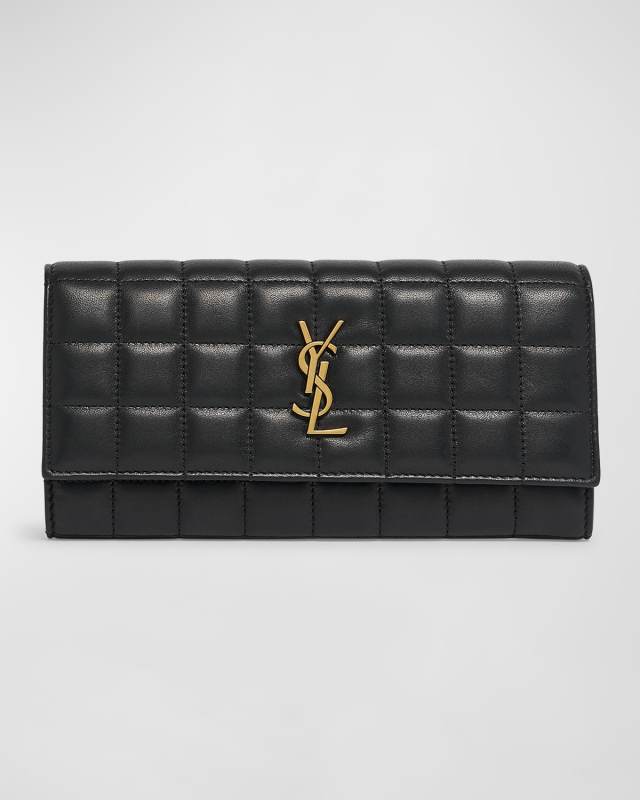 YSL Monogram Large Flap Wallet in Quilted Leather