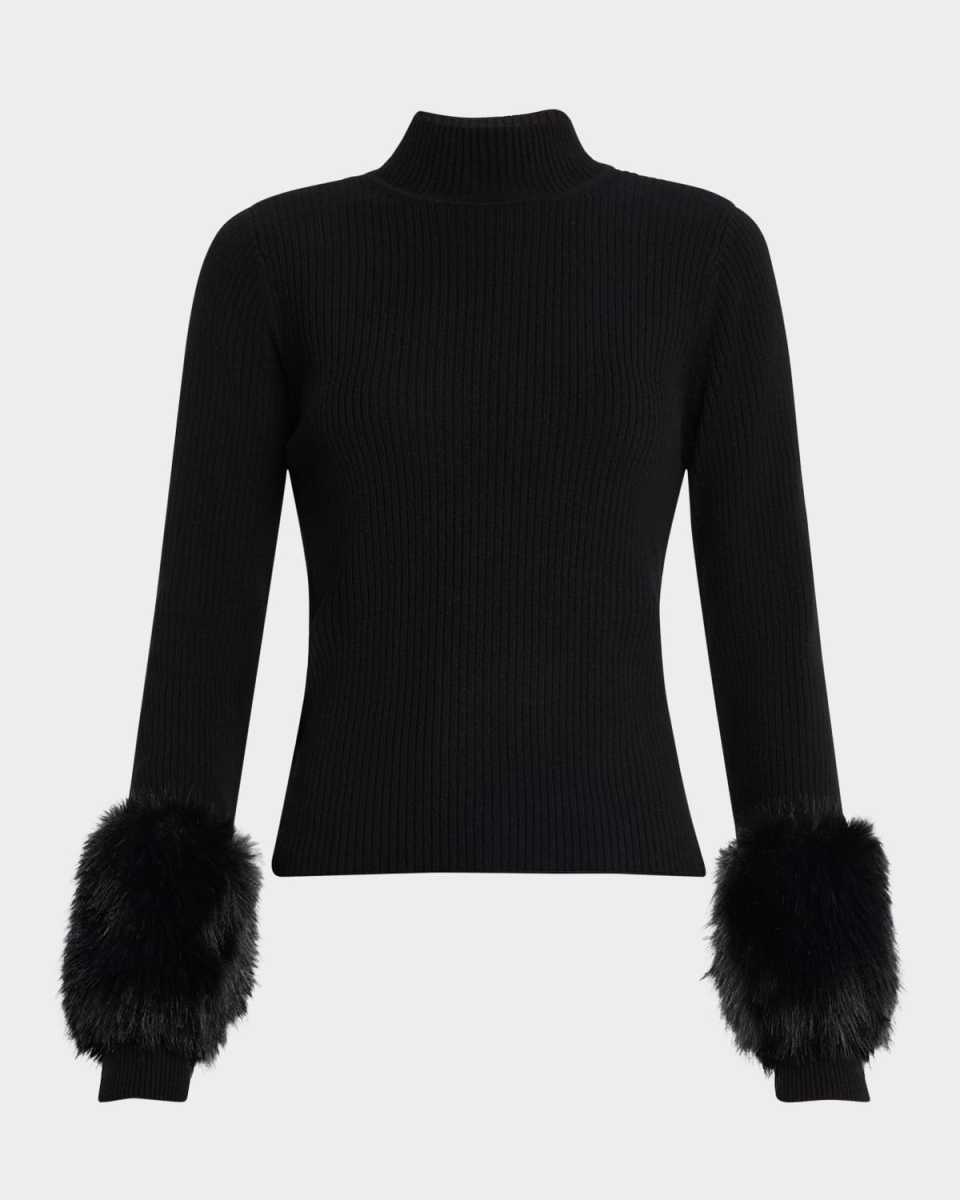 Magnus Turtleneck Sweater with Faux Fur Cuffs
