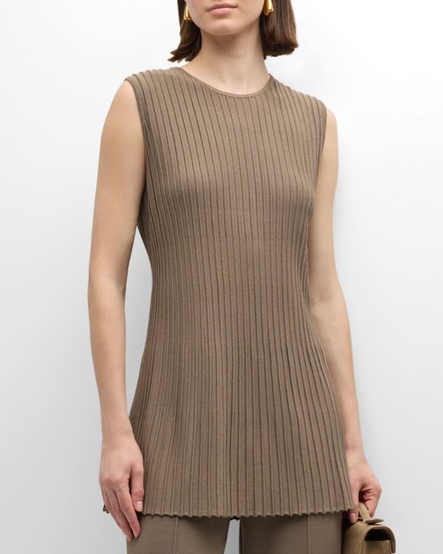 Sleeveless Ottoman Stitch Tunic Sweater