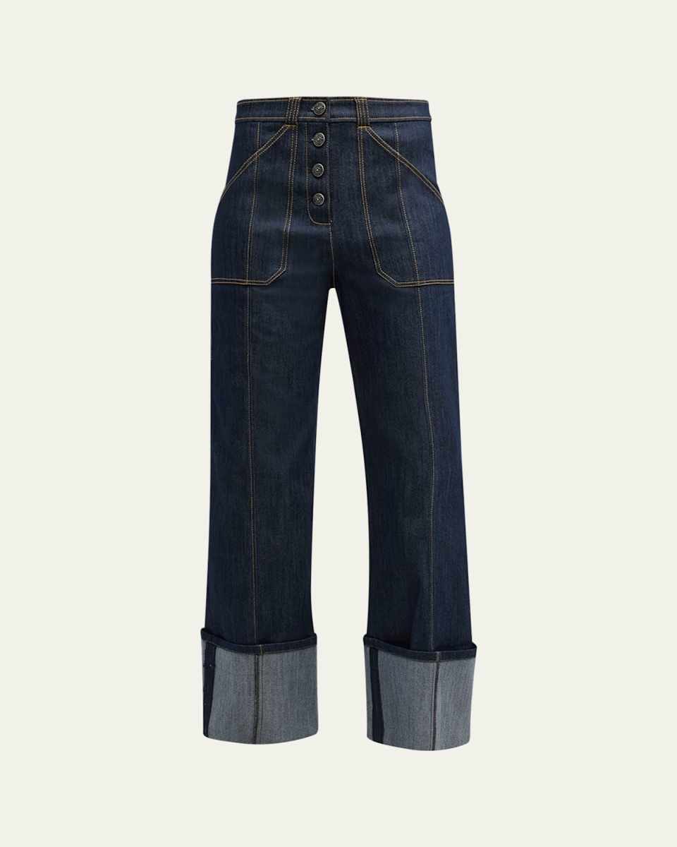 Benji Cuffed Ankle Topstitched Denim Pants