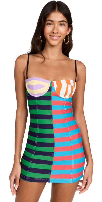 STAUD Maeve Swim Dress Cabana Stripe Multi