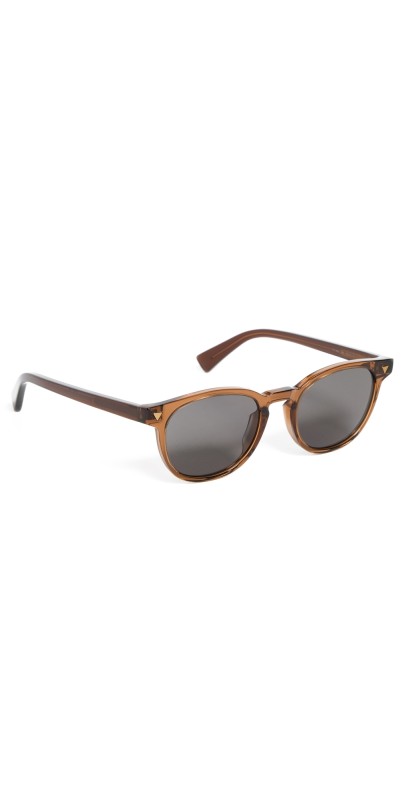Bottega Veneta Triangle Stud Oval Sunglasses Brown-Brown-Grey