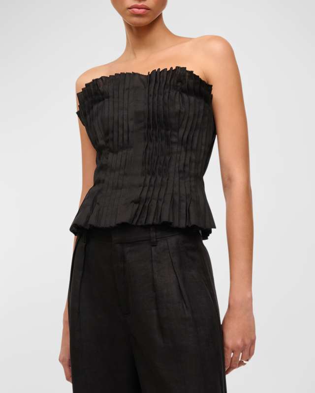 Parma Strapless Pintuck Linen Top