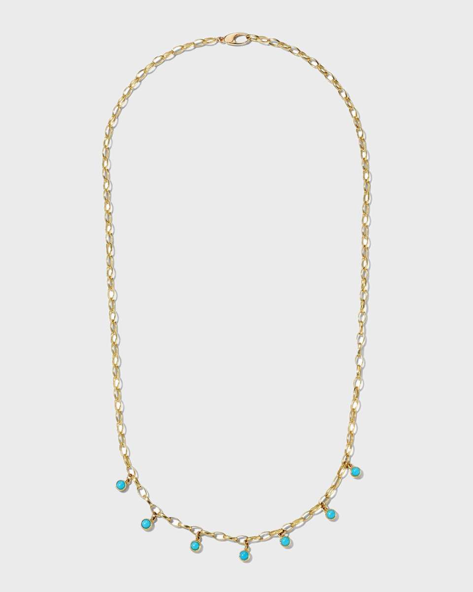 Yellow Gold Small Edith Large Turquoise Bezel Necklace