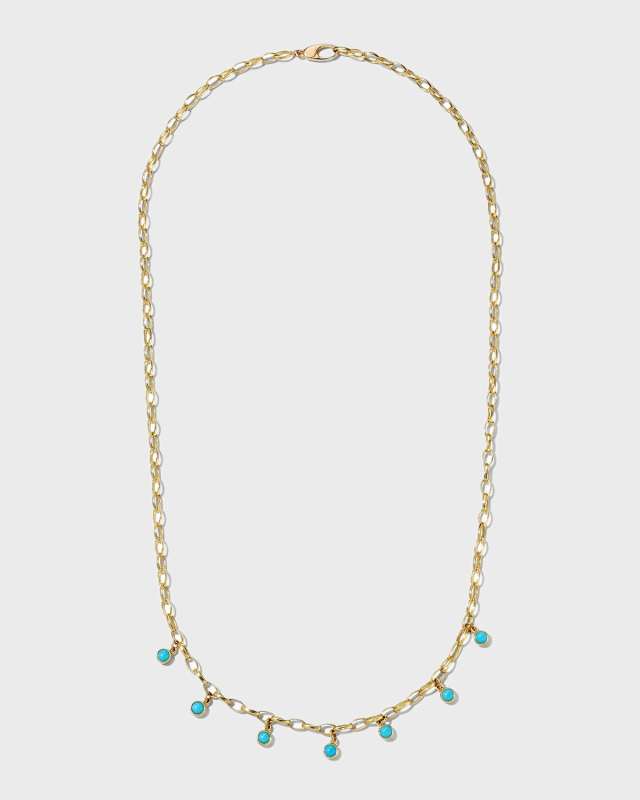 Yellow Gold Small Edith Large Turquoise Bezel Necklace