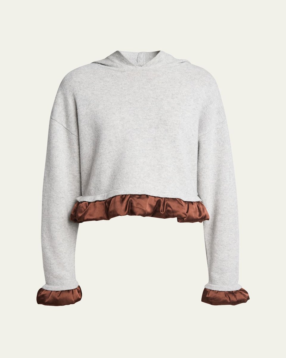 Ruffle Satin Trimmed Wool Hoo